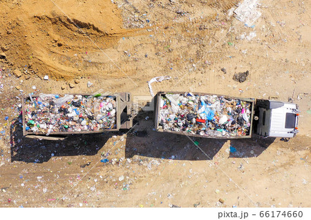 Loaded Garbage Truck at a Municipal landfill. 66174660
