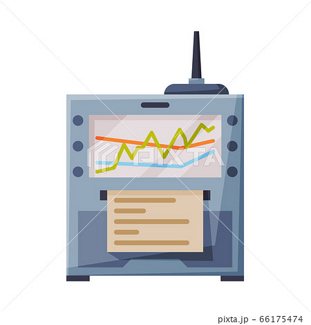 Seismograph or Seismometer, Geodetic Device, Seismic and Earthquake Activity Flat Style Vector Illustration on White Background 66175474