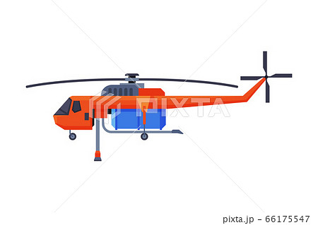Firefighting Helicopter, Emergency Service Vehicle Flat Style Vector Illustration Isolated on White Background 66175547