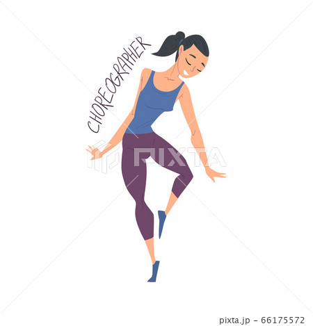 Woman Dance Teacher or Choreographer, Creative Hobby or Profession Cartoon Style Vector Illustration on White Background 66175572