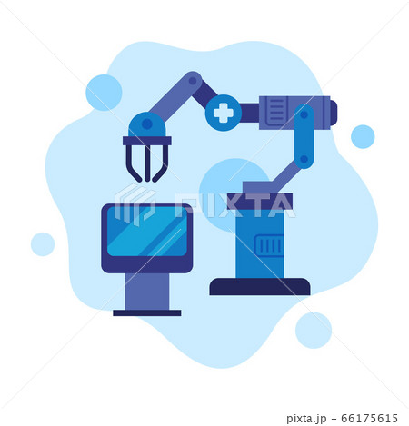 Robotic Arm, Modern Healthcare Technology Flat Style Vector Illustration on White Background 66175615
