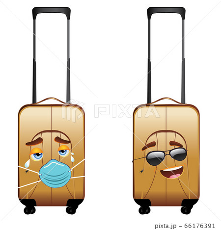 Suitcase cry in facemask and happy in sunglasses Suitcase cry in facemask and happy in sunglasses 66176391