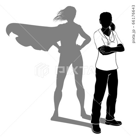 Doctor Nurse Woman Silhouette Scrubs Super Heroのイラスト素材