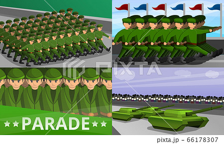 Military parade banner set, cartoon style 66178307
