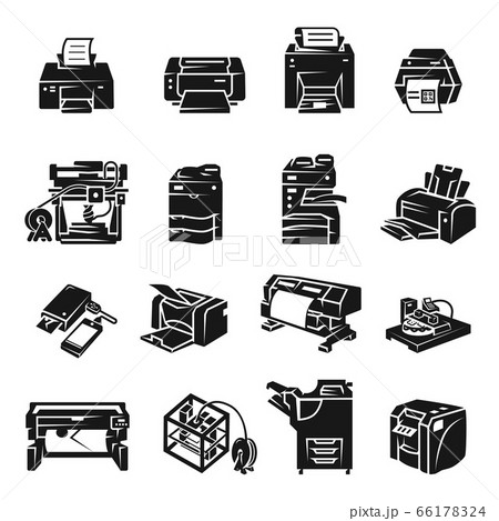 Printer icon set, simple style 66178324
