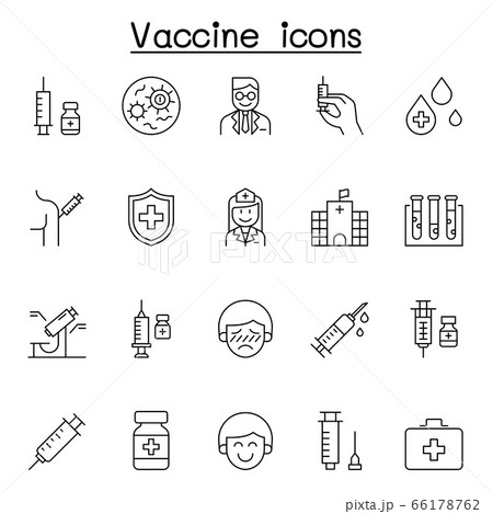 Vaccine icons set in thin line style 66178762