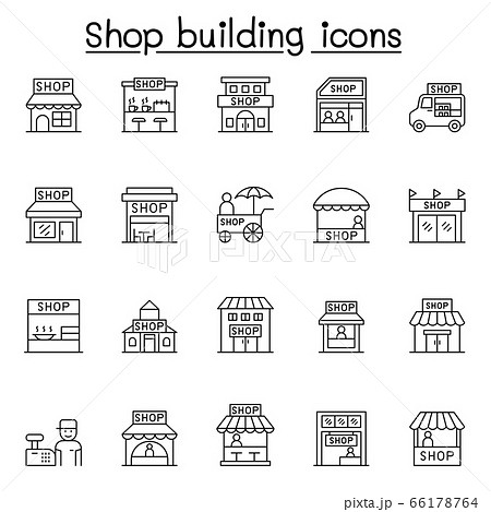 Shop icons set in thin line style 66178764