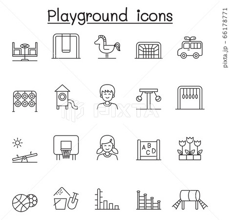 Playground icons set in thin line style Playground icons set in thin line style 66178771