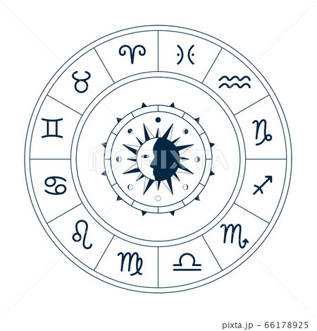 Zodiac circle with the vintage rose of winds Zodiac circle with the vintage rose of winds 66178925