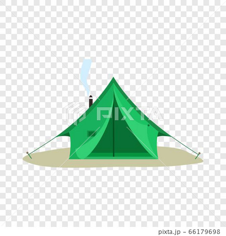 Camping green tent icon, flat style Camping green tent icon, flat style 66179698