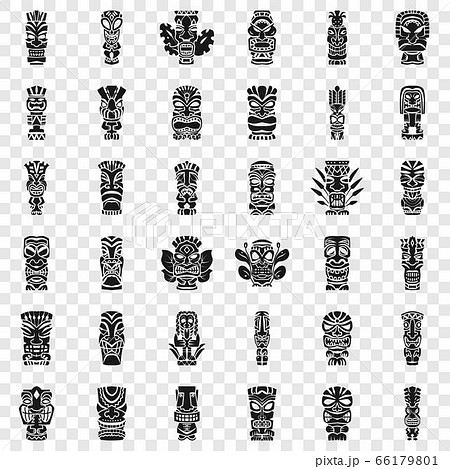 Tiki Idols Icon Set Simple Styleのイラスト素材