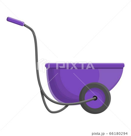 Purple wheelbarrow icon, cartoon style 66180294