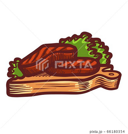 Grilled steak icon, hand drawn style Grilled steak icon, hand drawn style 66180354
