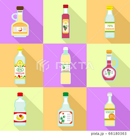Vinegar icon set, flat style Vinegar icon set, flat style 66180363