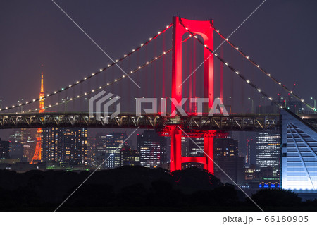 《東京都》東京アラート発令・赤いレインボーブリッジ 《東京都》東京アラート発令・赤いレインボーブリッジ 66180905