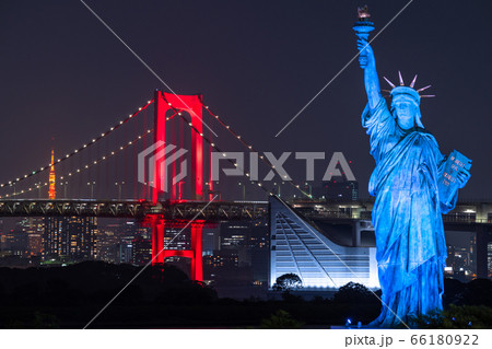《東京都》東京アラート発令・赤いレインボーブリッジ 《東京都》東京アラート発令・赤いレインボーブリッジ 66180922