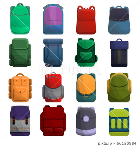 Backpack icon set, cartoon style Backpack icon set, cartoon style 66180984