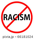 Text RACISM is in red circle With red line projected through the circle. Stop RACISM. Text is in traffic sign. Isolated on white background. 66181024