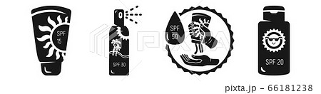 Sunscreen icon set, simple style Sunscreen icon set, simple style 66181238