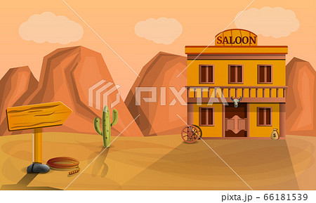 Desert saloon concept banner, cartoon style Desert saloon concept banner, cartoon style 66181539
