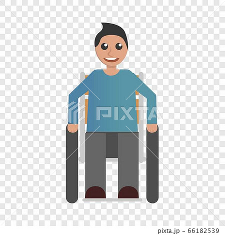 Happy wheelchair boy icon, flat style Happy wheelchair boy icon, flat style 66182539