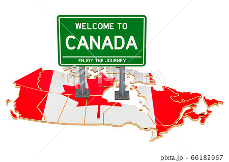 Billboard Welcome To Canada On Canadian Mapのイラスト素材