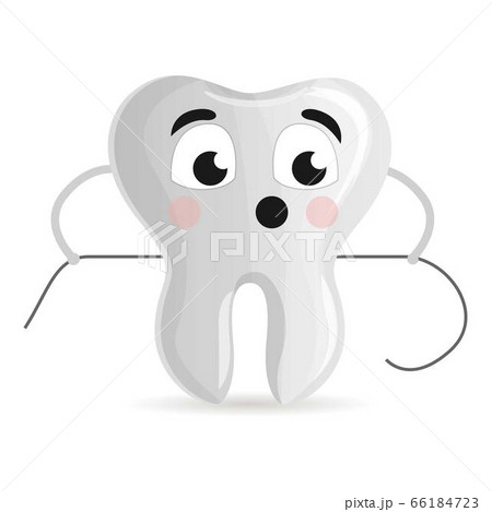 Cute tooth with floss icon, cartoon style 66184723