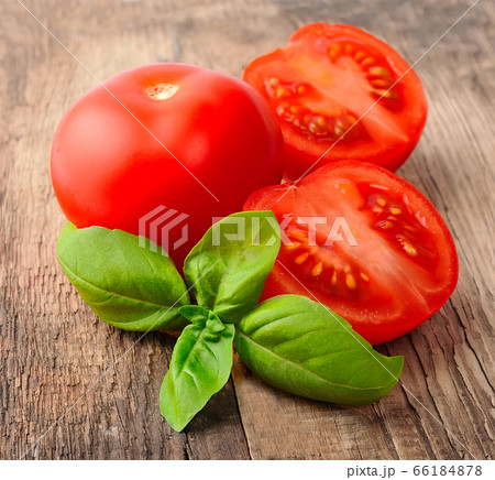 Tomatoes with basil 66184878