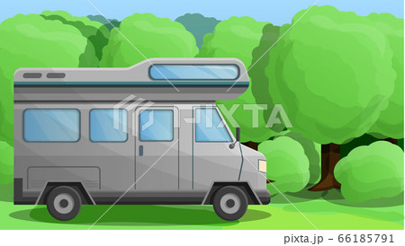 Camper truck concept banner, cartoon style Camper truck concept banner, cartoon style 66185791