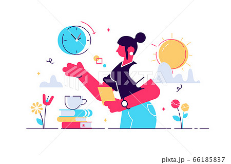Biological clock vector illustration. Flat tiny 66185837