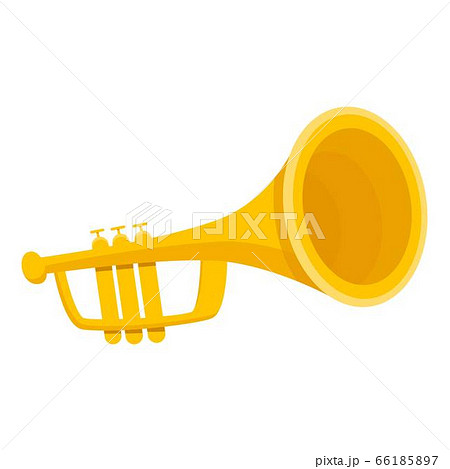 Gold trumpet icon, cartoon style 66185897
