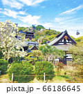 尾道 天寧寺 水彩風イラスト（ 輪郭弱 ） 66186645