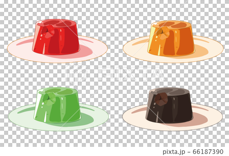 お皿にのった一口食べたゼリー 66187390