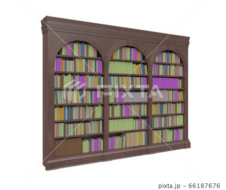 Bookcase bookshelves isolated on white 3d illustration Bookcase bookshelves isolated on white 3d illustration 66187676
