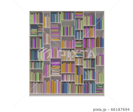 Bookcase bookshelves isolated on white 3d illustration Bookcase bookshelves isolated on white 3d illustration 66187694