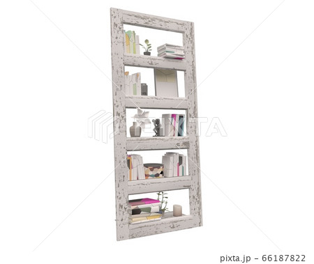 Bookcase bookshelves isolated on white 3d illustration 66187822