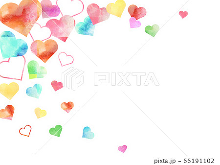 ハート_水彩_カラフルフレームのイラスト素材 [66191102] - PIXTA