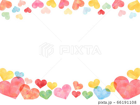ハート 水彩 カラフルフレームのイラスト素材