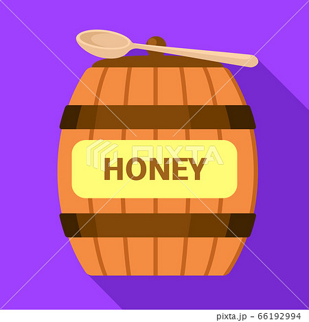 Honey wood barrel icon, flat style 66192994