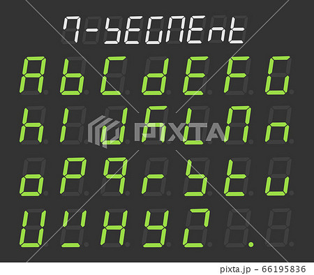 7セグメントで表現したアルファベット デジタル文字素材集のイラスト素材
