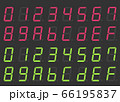 赤と緑の7セグメントで表現した16進数  デジタル文字素材集 66195837