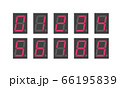 赤の7セグメントで表示した数字　デジタル文字素材集 66195839