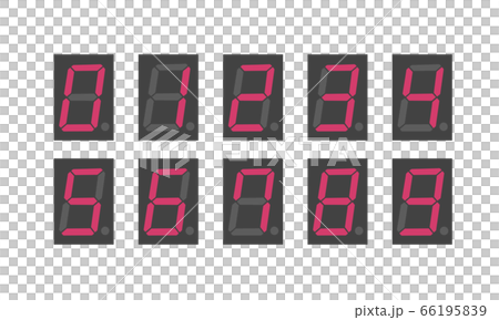 赤の7セグメントで表示した数字 デジタル文字素材集 赤の7セグメントで表示した数字 デジタル文字素材集 66195839