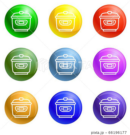 Modern multicooker icons set vector Modern multicooker icons set vector 66196177