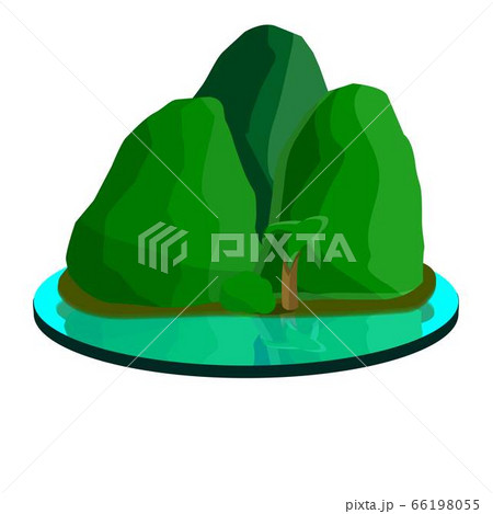 Tropical mountain island icon, cartoon style 66198055