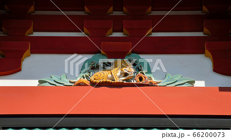 鶴岡八幡宮、虎、屋根の彫刻 66200073