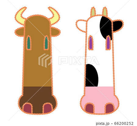 顔の長い牛のキャラクターイラストのイラスト素材