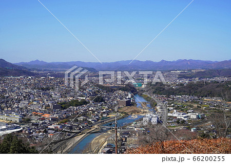 大阪 池田・川西市 猪名川(春、五月山から北方向を望む) 大阪 池田・川西市 猪名川(春、五月山から北方向を望む) 66200255