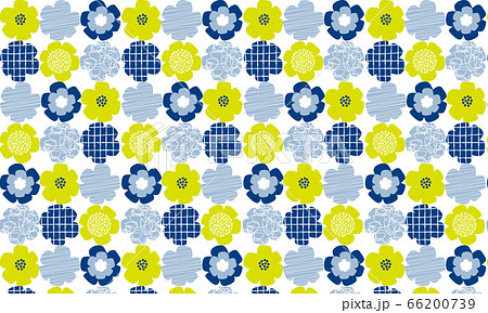 北欧パターン 青い花柄 のイラスト素材