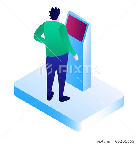 Man at pay machine icon, isometric style 66201055